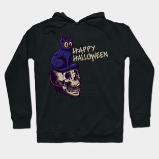 Happy Halloween Cat with Skull Costumes Hoodie